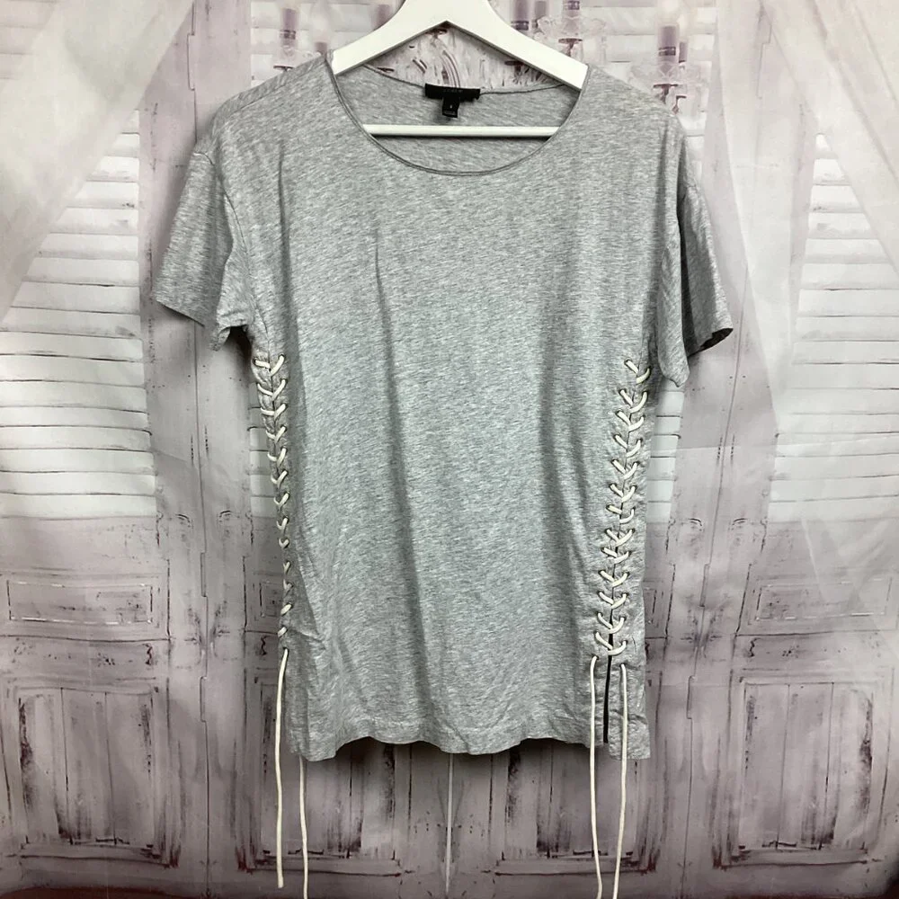 J Crew Gray Tee Shirt Laced Side Details S